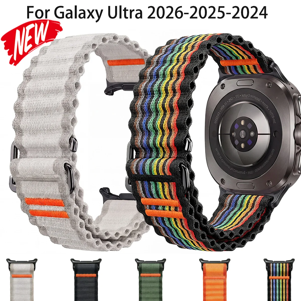 Breathable Nylon Band for Samsung Galaxy Watch Ultra 2 47mm Marine Sport Strap for Galaxy 9/8/8Classic 40/44/46mm Bracelet