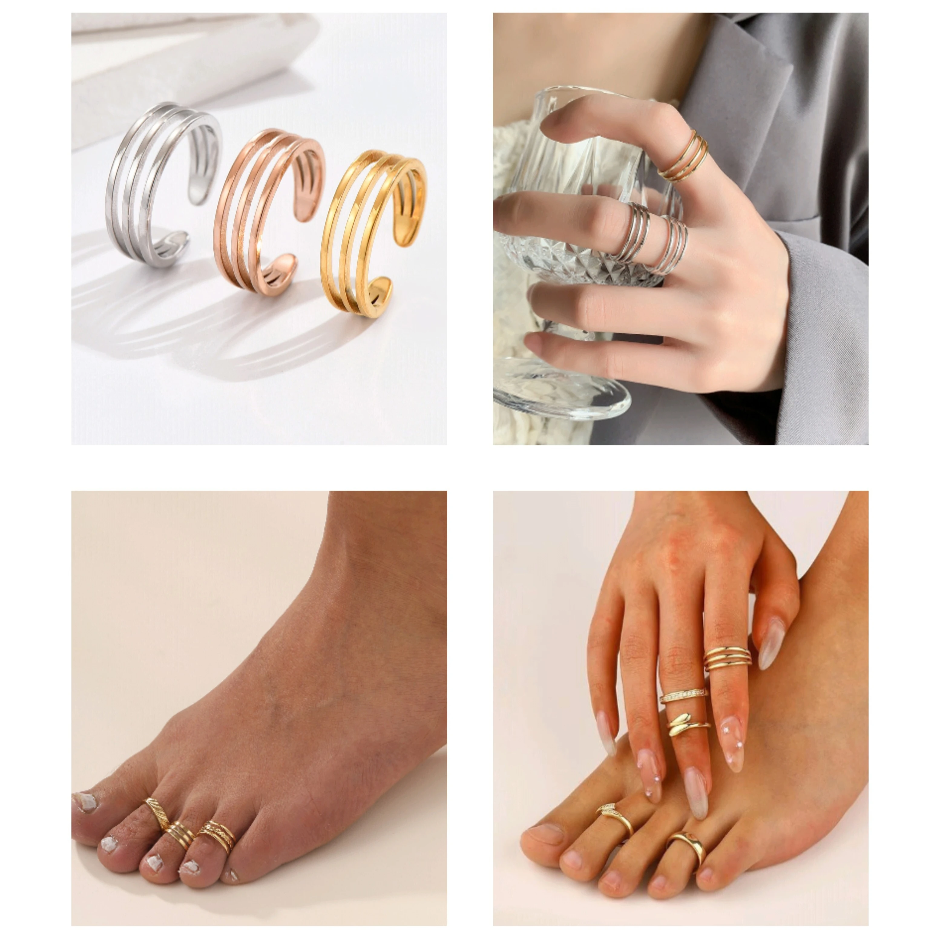 

1pc Stainless Steel Simple Foot Ring Adjustable Opening Toe Ring for Women Girl Man Summer Beach Vacation Jewelry Finger Ring