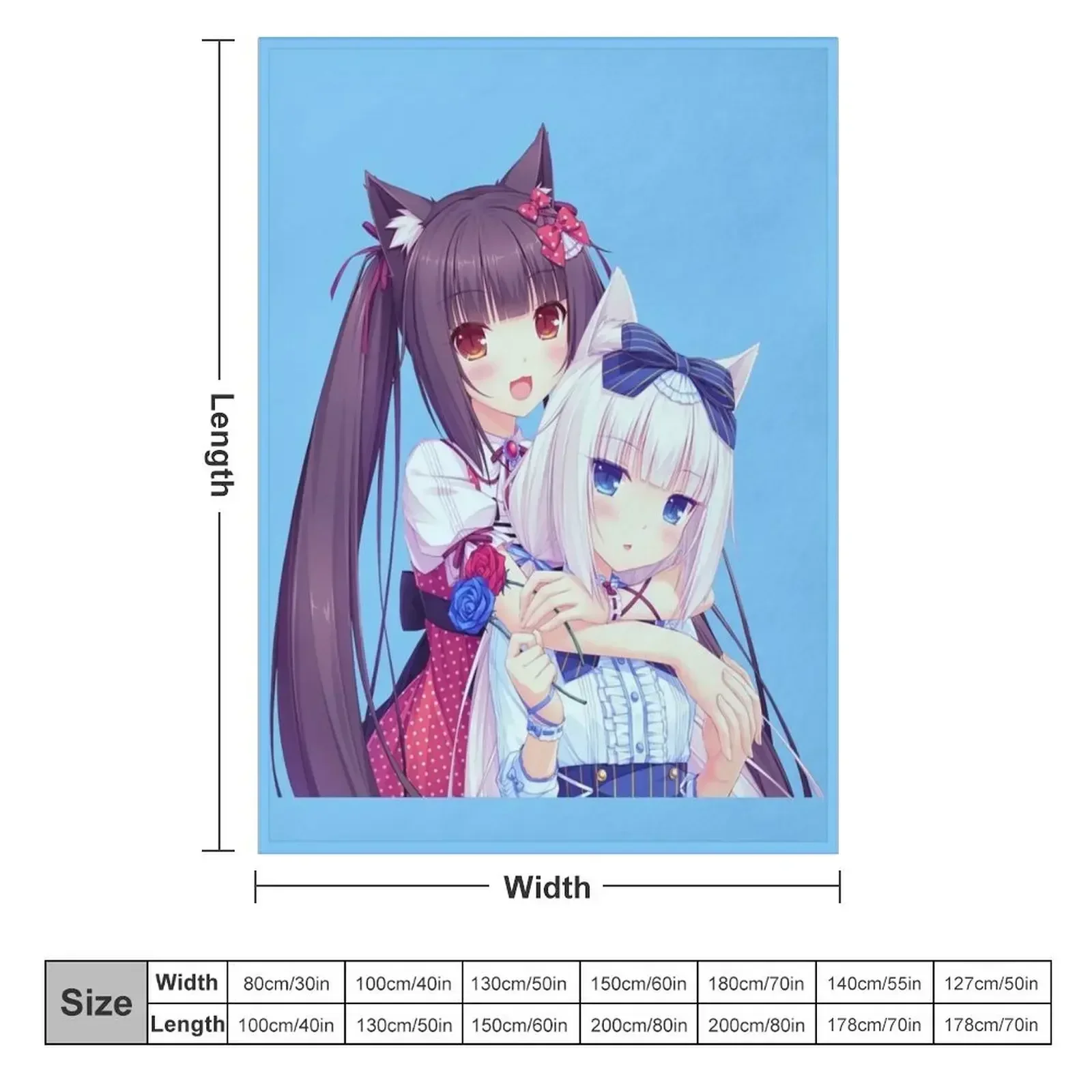 Vanilla Chocola Nekopara Catgirl Anime Kawaii Throw Blanket Fashion Sofas Soft Big Sofa Throw Blankets