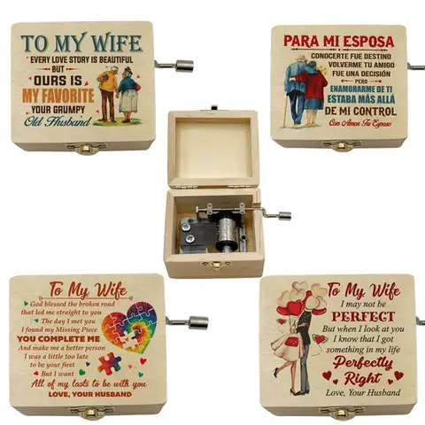 New Design You Are My Sunshine Wooden Music Box 18 Note Movement Special Love Musical Gift for Wife Mom Daughter Son Family