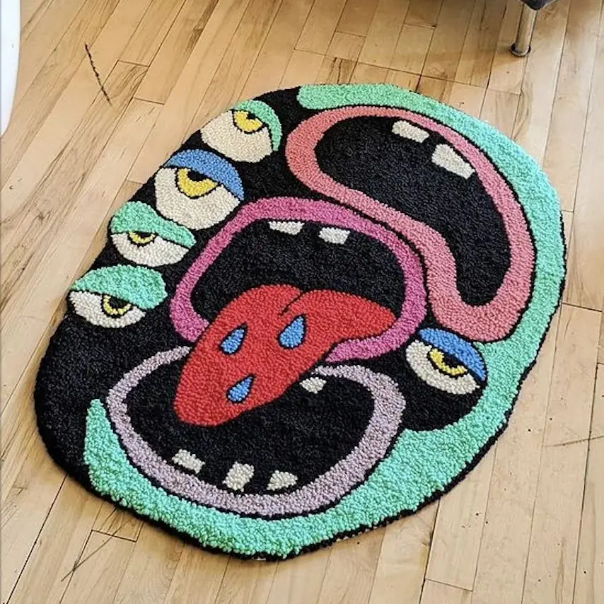 Eyes and Mouth Monster Cartoon Rug Kitchen Carpet Soft Flannel Non Slip Carpet For Living Room Bedroom Home Decor Gifts