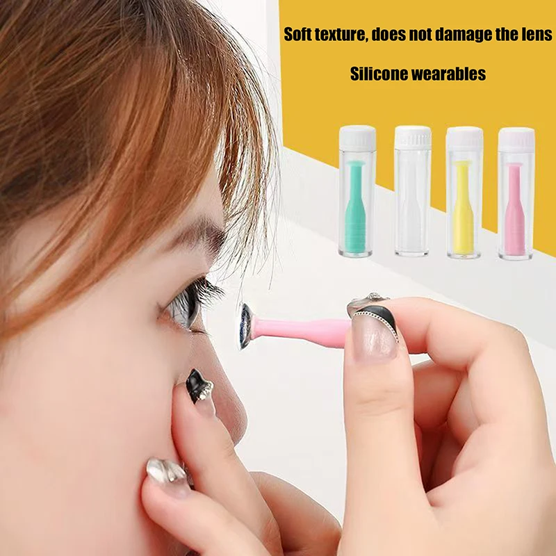 5PCS Contact Lens Suction Remover Stick Cup Suction Lenses Cup Plunger Stick Eye Tweezers Tool Removal Applicator Insertion