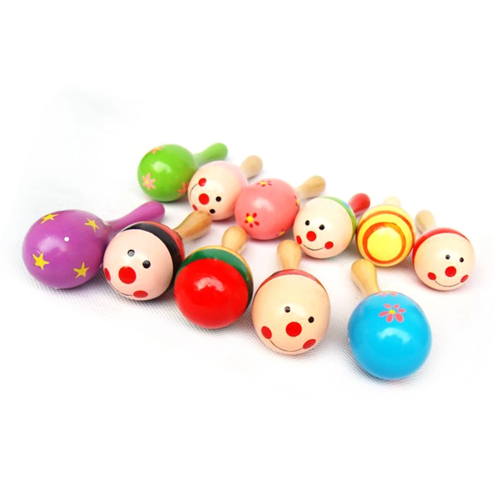 Small Maraca Cartoon Mini Wooden Percussion Maraca 0 to 3 Years Old Toddler Toy for Grasping Exercise