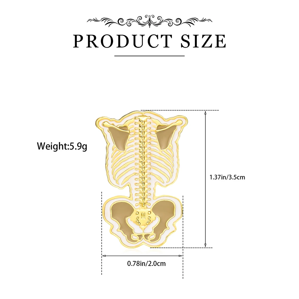 Hanreshe Bone Enamel Brooch Medical Orthopedics Spine Pin for Doctor Nurse Backpack Lapel Badge Gifts