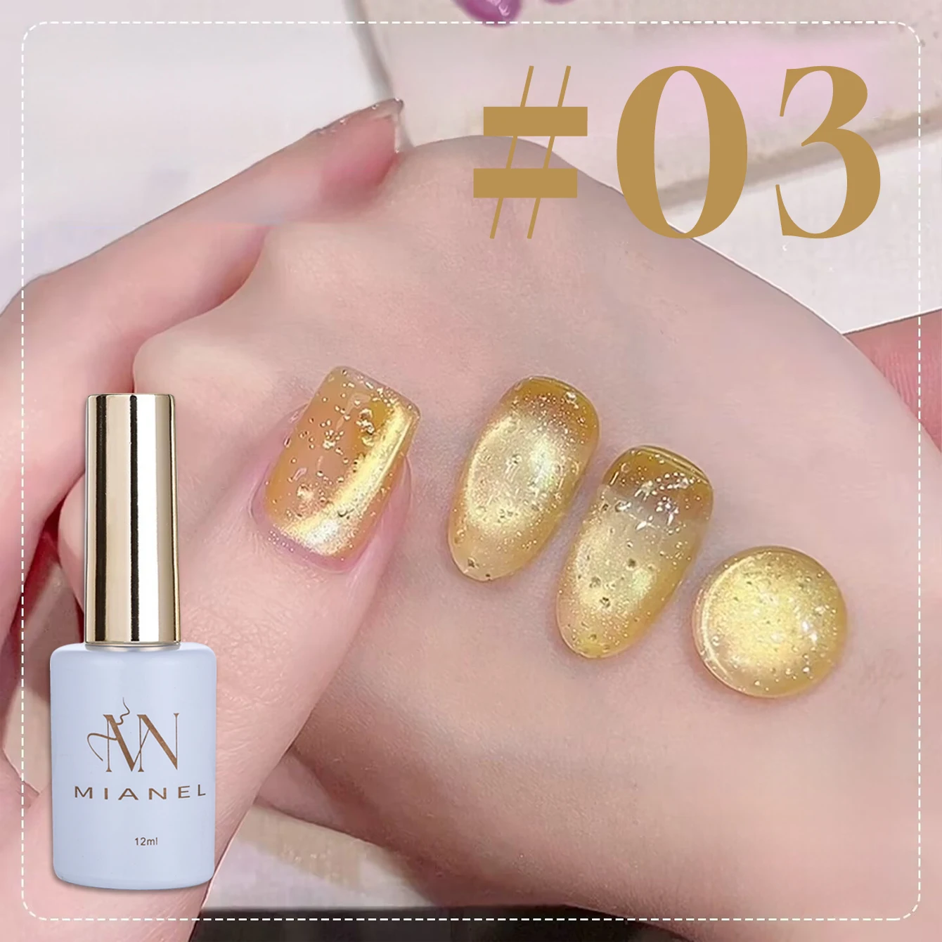 

12ML 1-8PCS Summer And Autumn Top Selling Promordial Qi Sparkling Water Blue Glass Bead Moonlight Cat Eye Gel Nail Polish