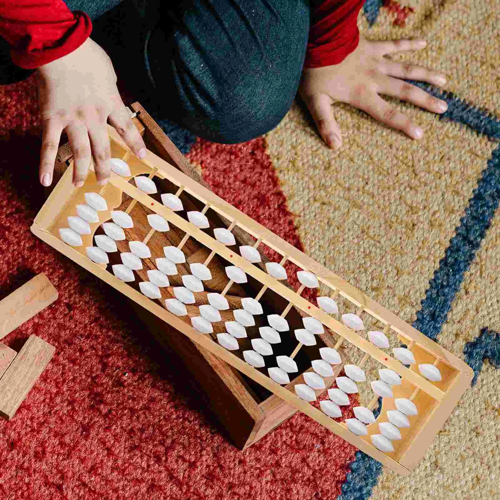 Abaco aritmetico portatile Strumento educativo per bambini Studente Giocattolo matematico Aiuto per l'apprendimento Forniture prescolari Perline di conteggio in legno Giocattoli matematici