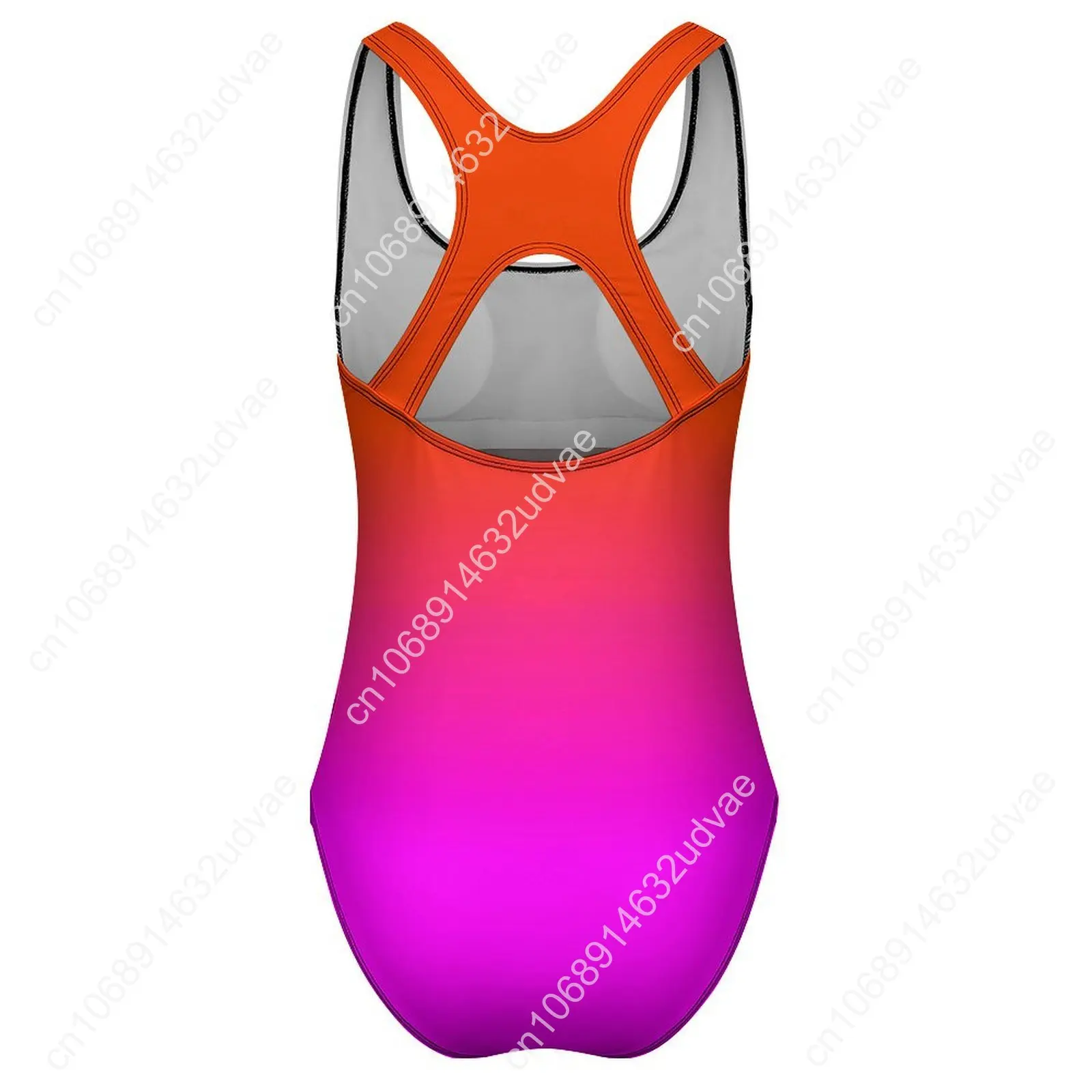 Neon Ombre Swimsuit Sexy Orange and Pink One-Piece Swimwear Push Up Bodysuit Sweet Surfing Bathing Suits