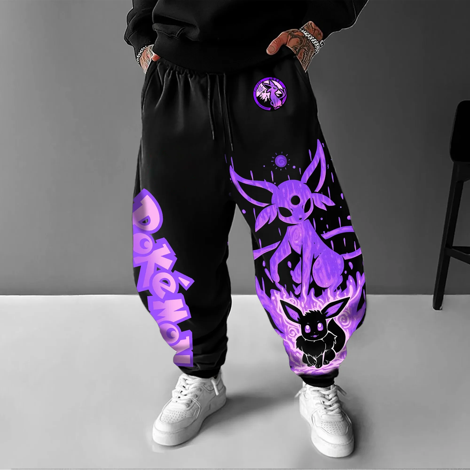 Pokémon jogo dos desenhos animados impressão sweetpants masculino e feminino outono/inverno novo harajuku na moda casual solto calças de colarinho de grandes dimensões
