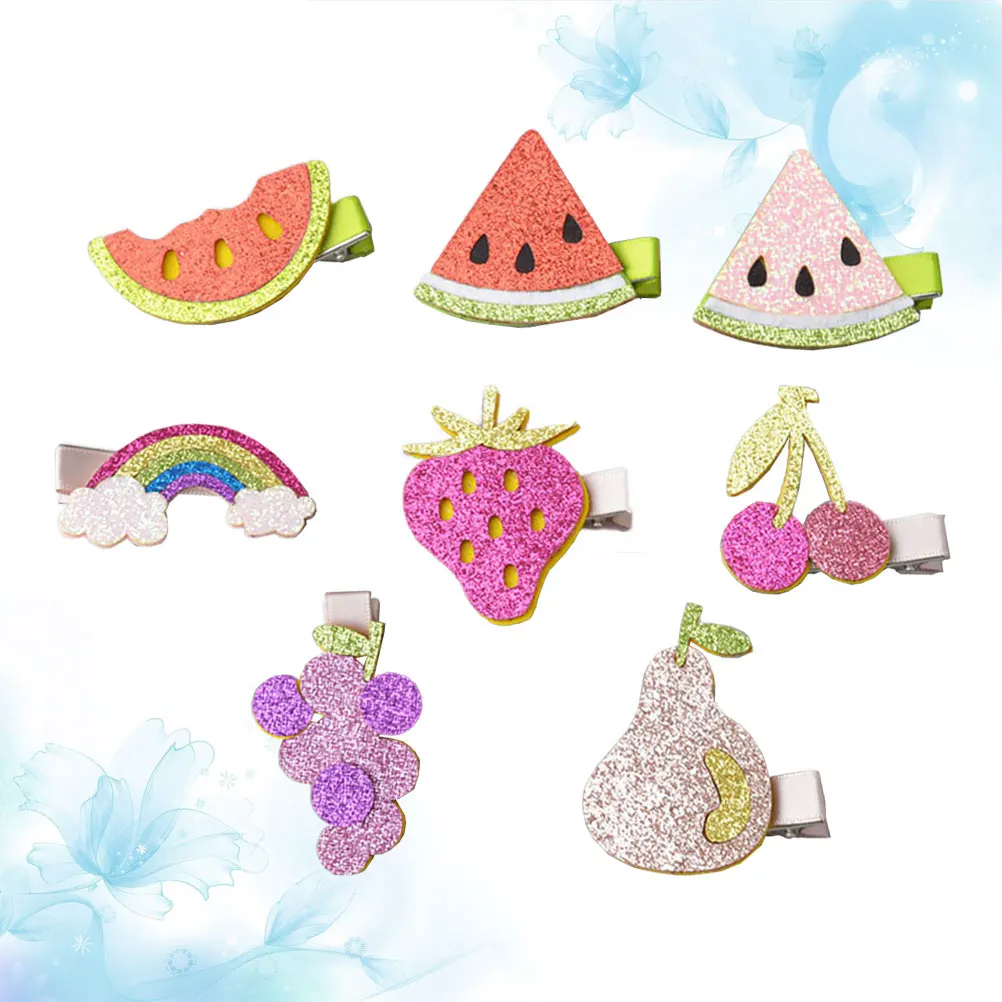 

8 Pcs Fruit Hairpin Girls Kids Accessories Pineapple Barrette Stylish Patterns Suitable Hairstyle Bright Colors Great Children