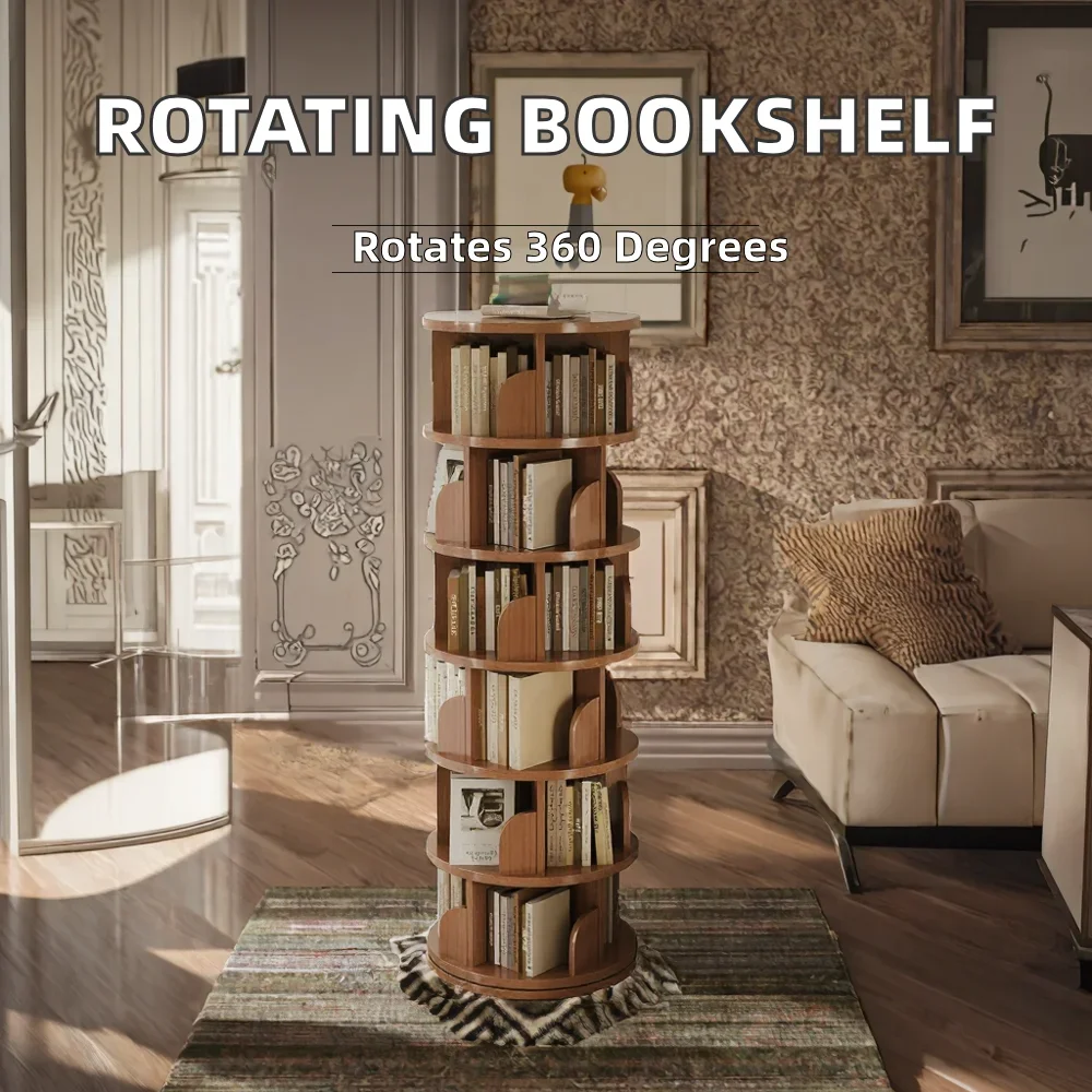 A floor-to-ceiling rotating 360-degree bookshelf corner shelf children's living room household simple locker