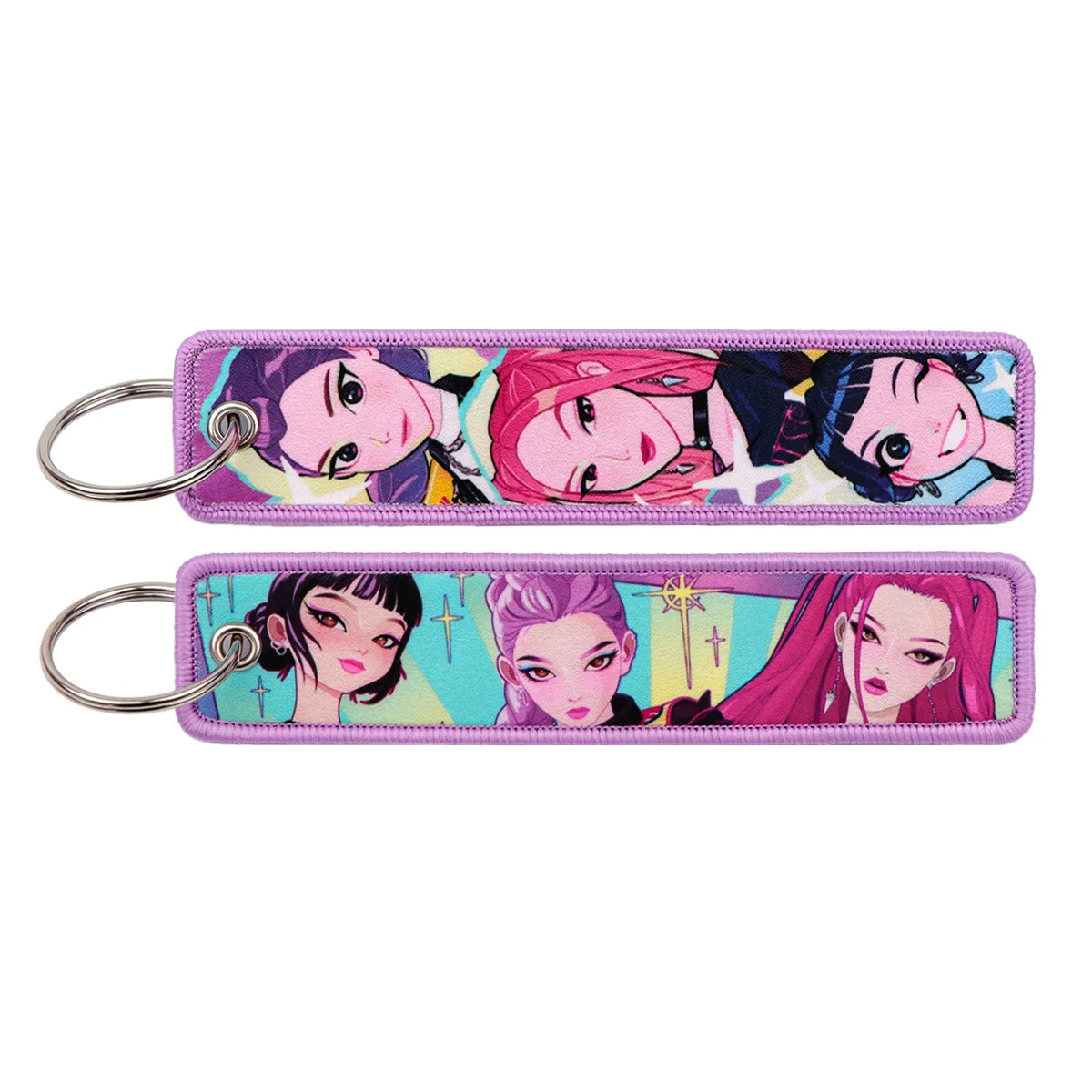 Cartoon Anime K-POP: Witch Hunter Group Woven Label Keychain - Bag Charm, Figure Pendant & Fabric Keychain