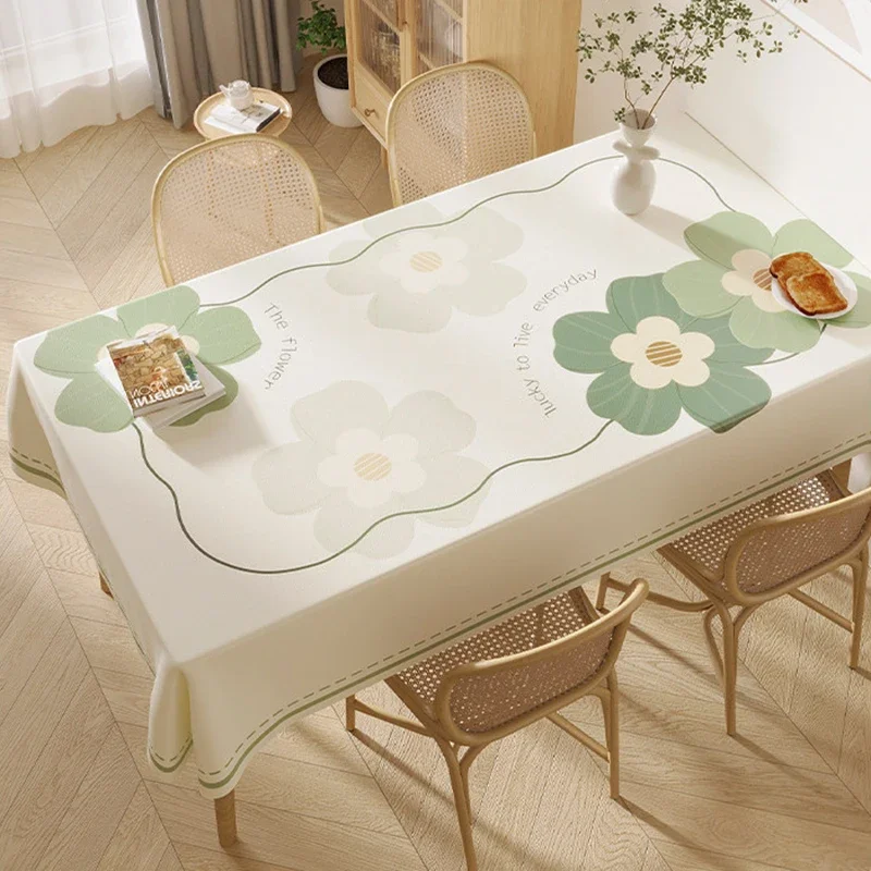 2026 Pvc Flower Printed Waterproof Tablecloth High Quality Oil-Proof Dining Table Cover Ins Style Easy-Care Furniture Protector