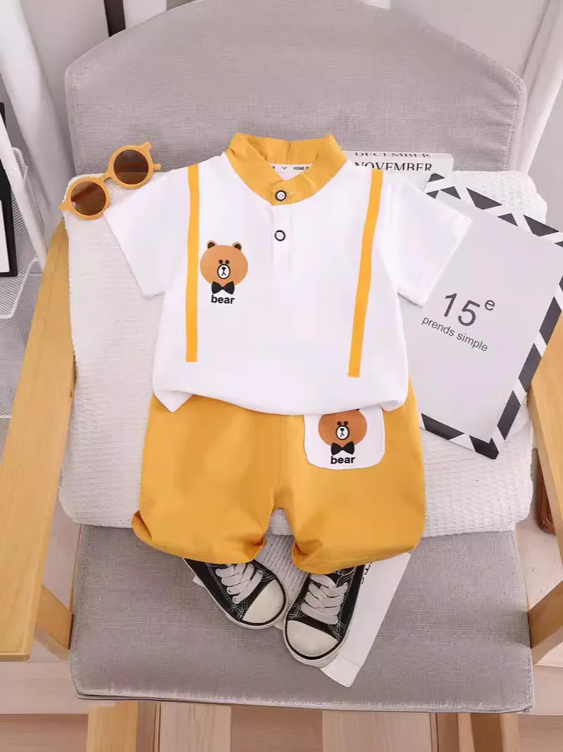 Children\'s Summer Clothing Boys Summer Suit 1-5 Years Old Small Children\'s Anime Suit Baby Short-Sleeved Small Gentleman Clothes