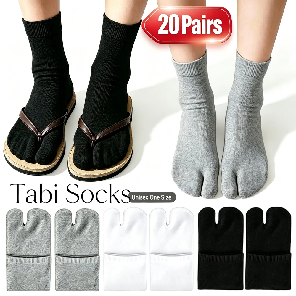 Women Japanese Kimono Flip Flop Sandal Split Two Toes Socks Tabi Geta Cotton Socks Solid Sweat-Absorbent Anti Odor Two-Toe Socks