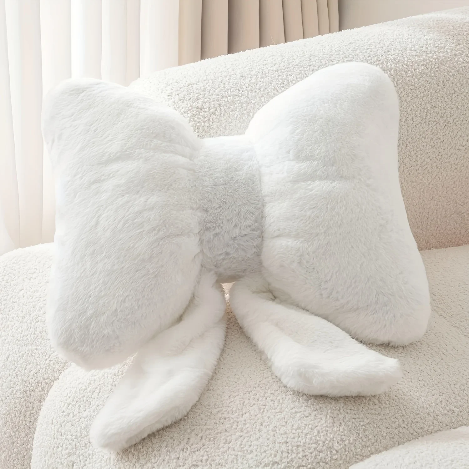 1pc Simple Pink Bow Shaped Pillows Sofa Pillows Seat Cushions Ins Style Home Comfortable Decor Master Bedroom Decorative Pillows