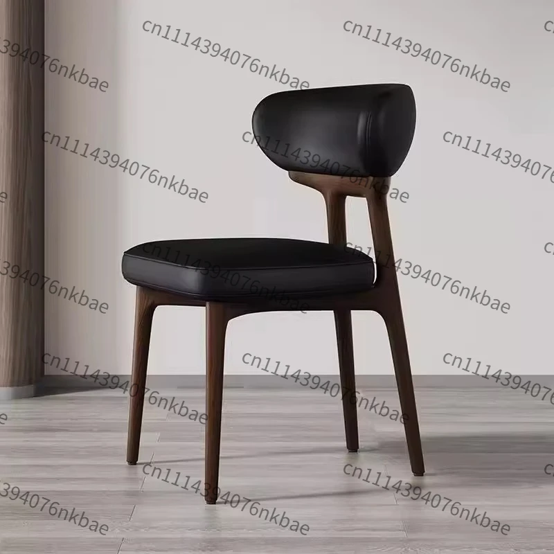 Mid-Century Modern Leather Dining Chair, Anti-scratch Upholstery, High Load Bearing Luxury Chair for Kitchen and Office