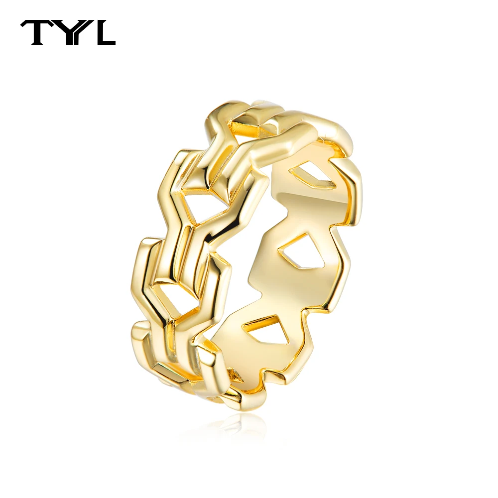 

TYYL Unique Design 925 Silver Ring For Women Men Finger Jewelry Party Hip Hop Vintage Gold Plated Eternity Moissanite Band Rings
