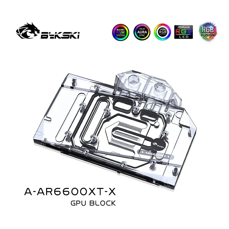 Imagem -02 - Bykski A-ar6600xt-x Bloco de Água Gpu para Asrock Amd Radeon rx 6600xt Challenger Itx 8gb Radiador de Placa Gráfica Cooler Vga 12v 5v