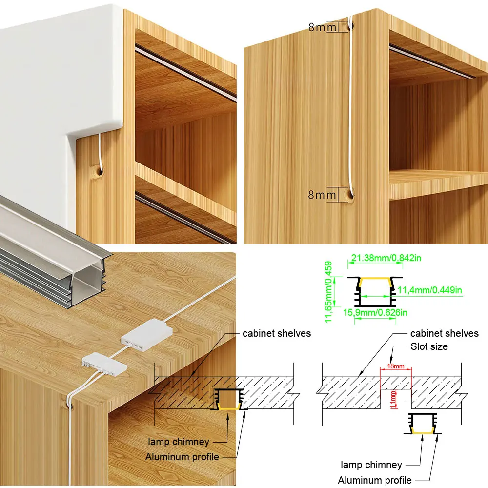 16 * 12 mm 1 szt. 0,5 m Profil aluminiowy Taśma LED do szafki Szafa Bar Regał Wbudowana instalacja