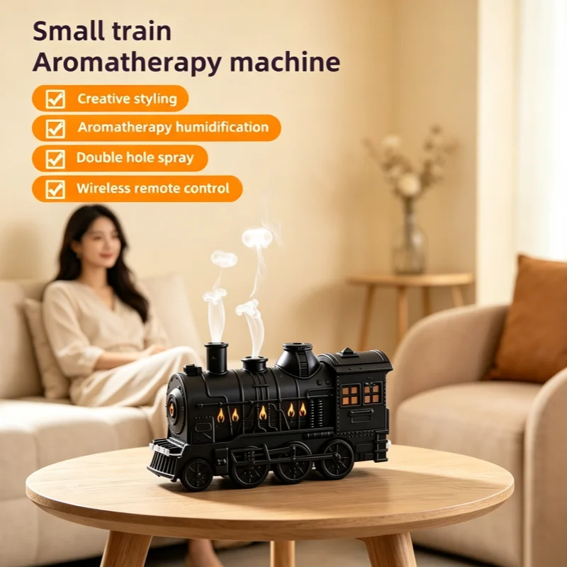 Vintage Train Jellyfish Smoke Ring Essential Oil Diffuser Creative Aroma Humidifier for Home Decorative Air Moisturizer