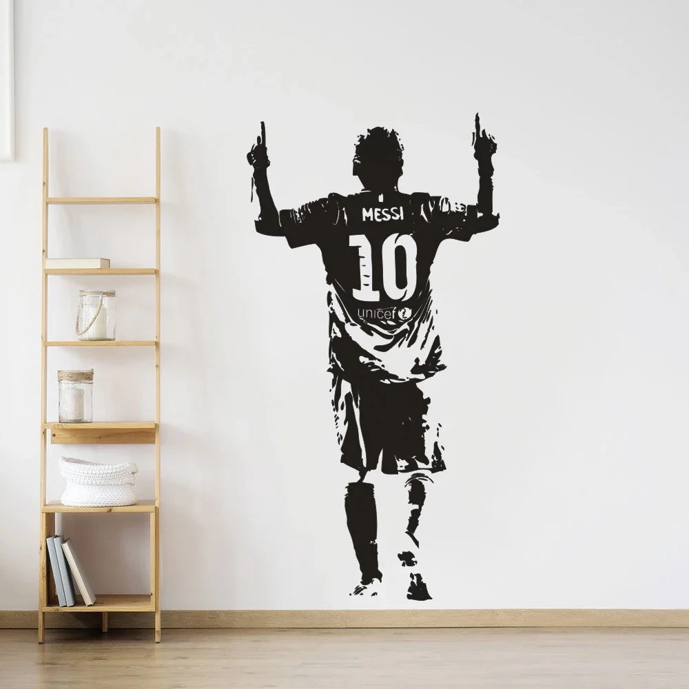Pegatinas de vinilo para pared, calcomanía de pared de jugador de fútbol, papel tapiz de estrella de fútbol, póster, decoración de habitación extraíble, pegatina de pared G07