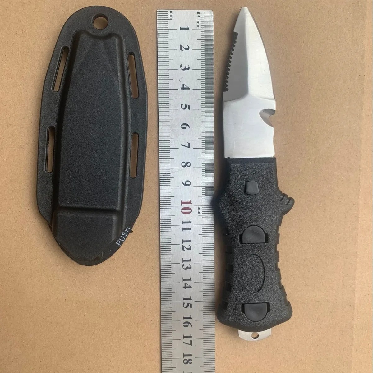 Dive Knife for Rescue, Stainless Steel Diving Tool with Line Cutter for Underwater & Survival