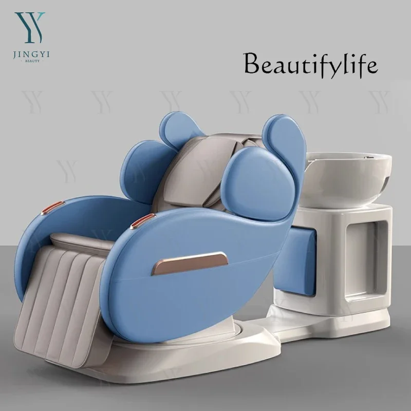 

D Wholesale Salon Furniture Barber Hair Washing Shampoo Chair Lay Down Electric Head Spa Sink Bowl For Hairdresser