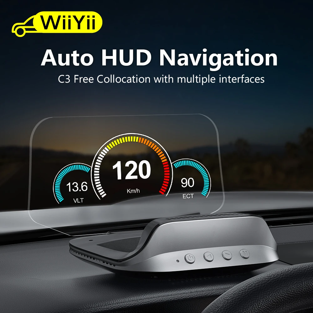 

Newest C3 Head Up Display OBD2 HUD Mirror Updated Optional Navigation HUD Speed Fuel Consumption Car Speedometer Projection