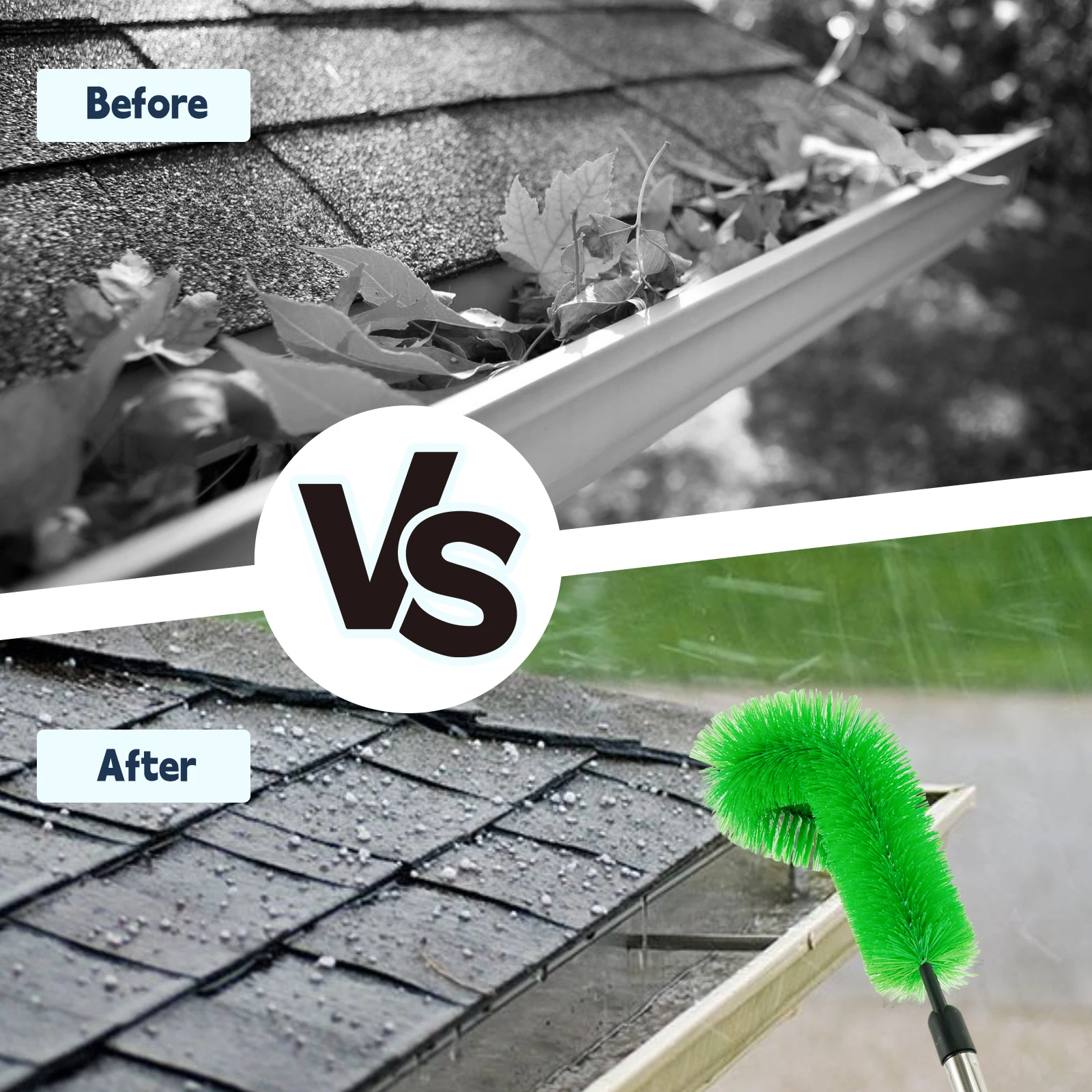 2 في 1 أدوات تنظيف المزراب 2.8 متر منظف مزراب تلسكوبي مع 7 أقسام أداة تنظيف مزراب موثوقة لتنظيف الأوراق