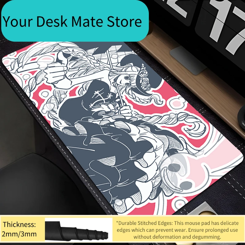 Mauspad One Piece Perona Anime Gaming-Zubehör Großer Teppich Gamer PC Computer Tastaturunterlage Gummi-Schreibtischunterlage Mauspad