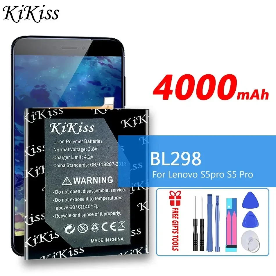 4000mAh KiKiss Powerful Battery BL298 BL 298 For Lenovo S5 Pro S5Pro Bateria