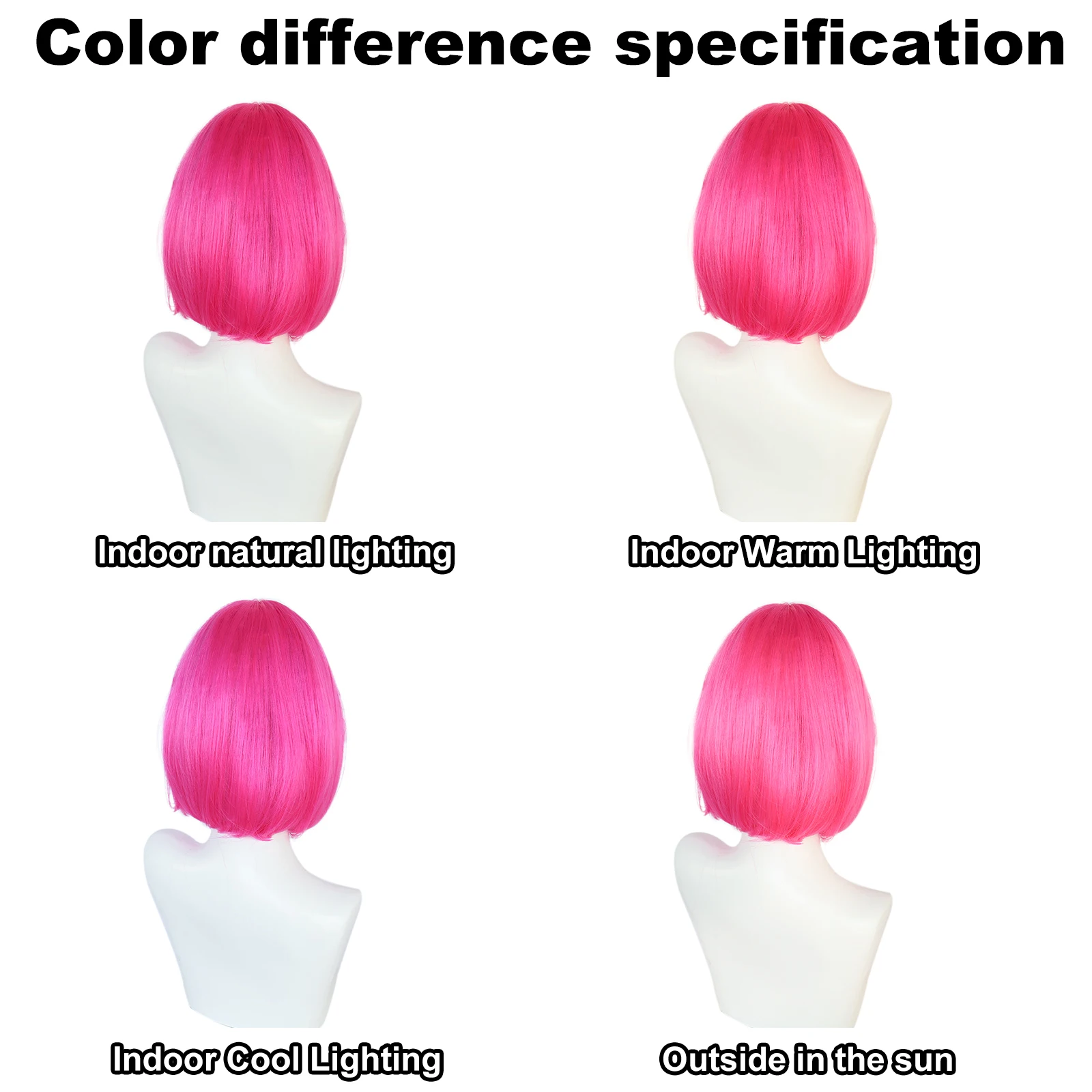 Synthetic 12 Inches Short Pink Cosplay Wig for School Halloween Thanksgiving Day Christmas Costume Accessories image 5