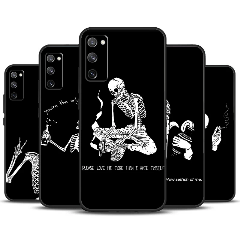 Aesthetic Skeleton Skull Case For Samsung Galaxy S24 S23 S22 Ultra S21 S20 FE Note 10 Plus Note 20 S8 S9 S10 Cover