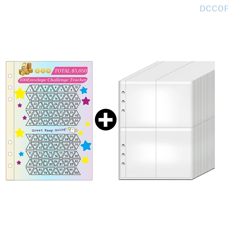 25 Stuks Envelop Challenge Binder 1-100 Dag Uitdaging Besparingen Los Blad Notebook Navulling Vervangende Sticker