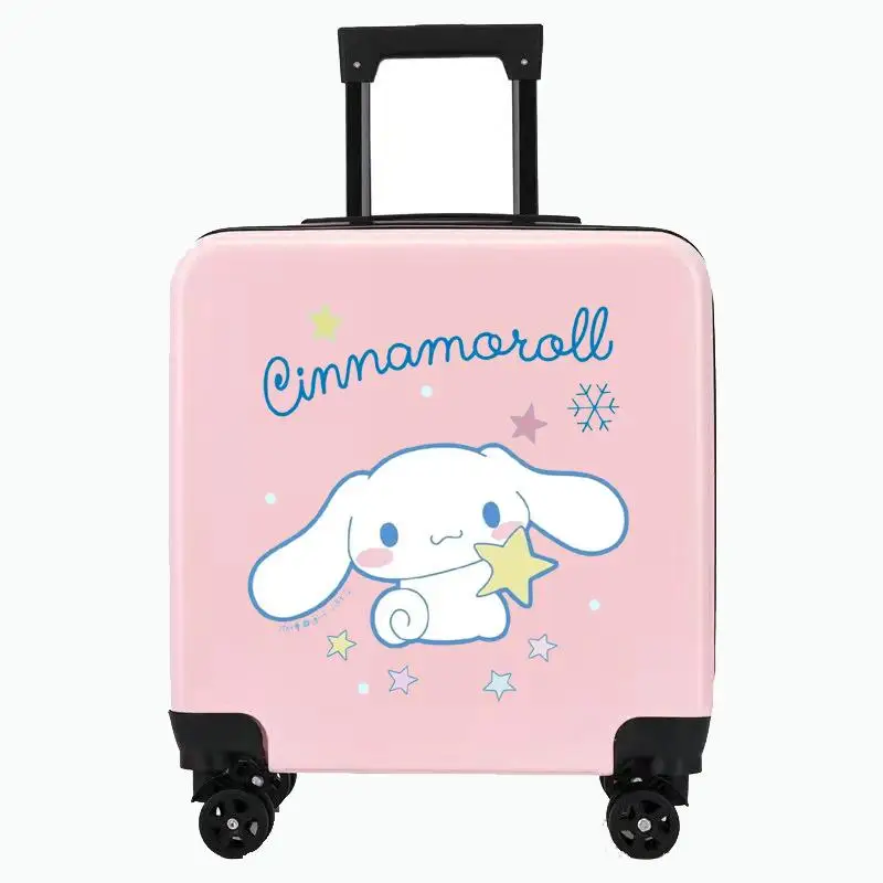 Sanrios Trolley Case Kuromi Anak baru Carry-On koper kartun Cinnamoroll Anime Kawaii Universal Wheel kapasitas besar siswa