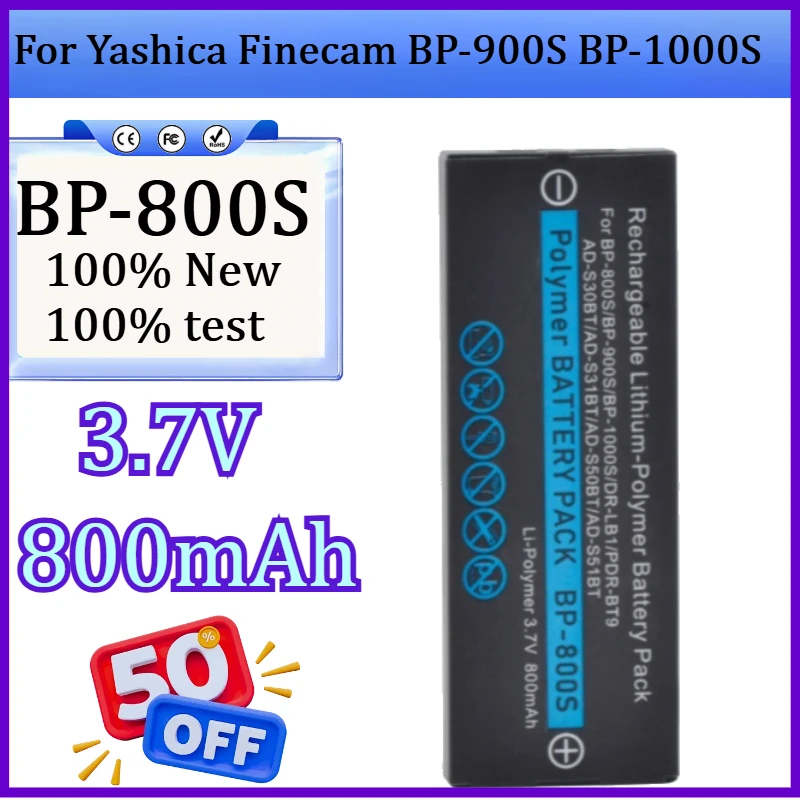 

2pcs For Yashica Finecam BP-900S BP-1000S S3 S3L S3R S3X S4 S5 S5R BP-800S Battery 3.7V 800mAh