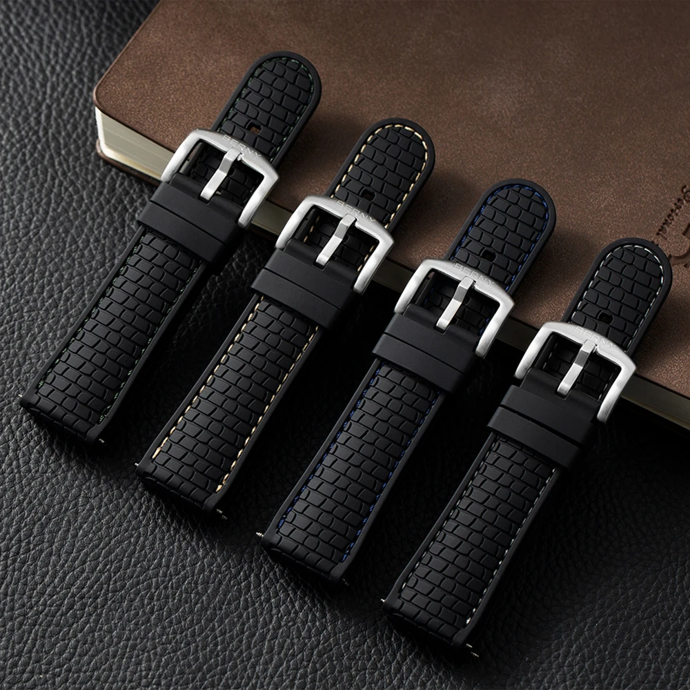 BERNY Correas de silicona para reloj de 22mm, correas de repuesto suaves e impermeables con hebilla de acero inoxidable, correas de goma de 24mm, accesorios para reloj para hombre