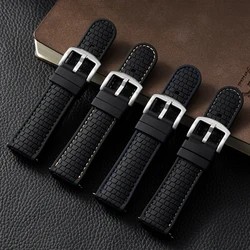 BERNY 22mm Silicone Watch Bands Soft Waterproof Replacement Stainless Steel Buckle 24mm Rubber Straps Watch for Men Accessories