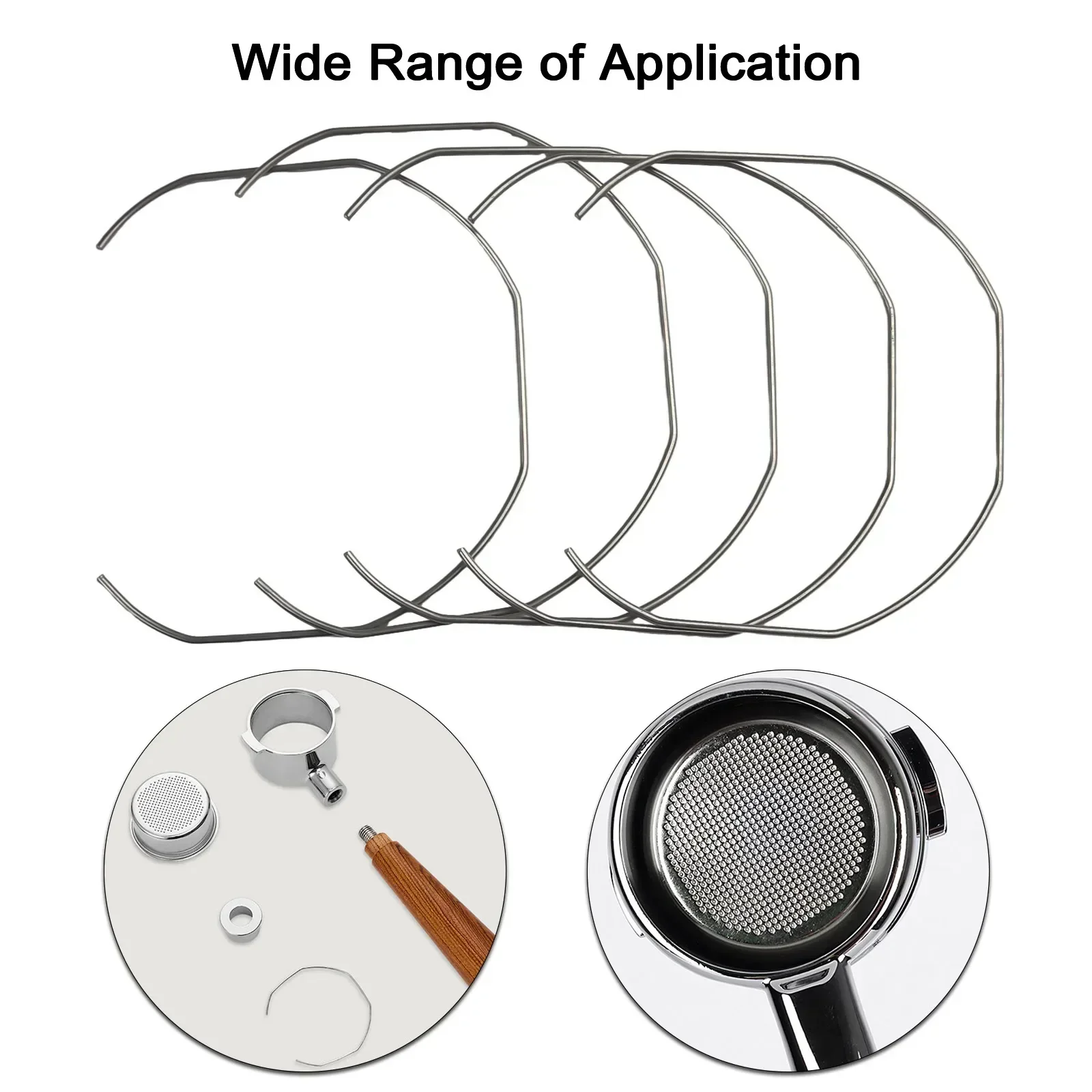 Metal café Portafilter cesta, durável e confiável, Compatível com vários Portafilters, Primavera, 5 Pcs Pack