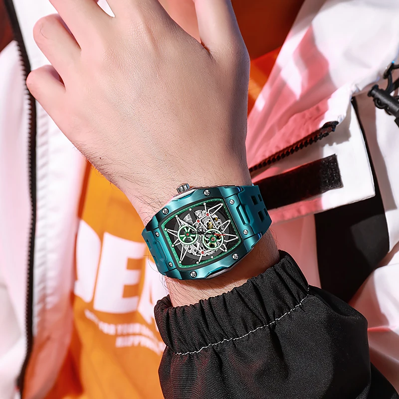 Dulunwe 高級グリーン自動機械式腕時計男性用中空防水発 - Luxury Watch With Rubber Strap のレビューと価格