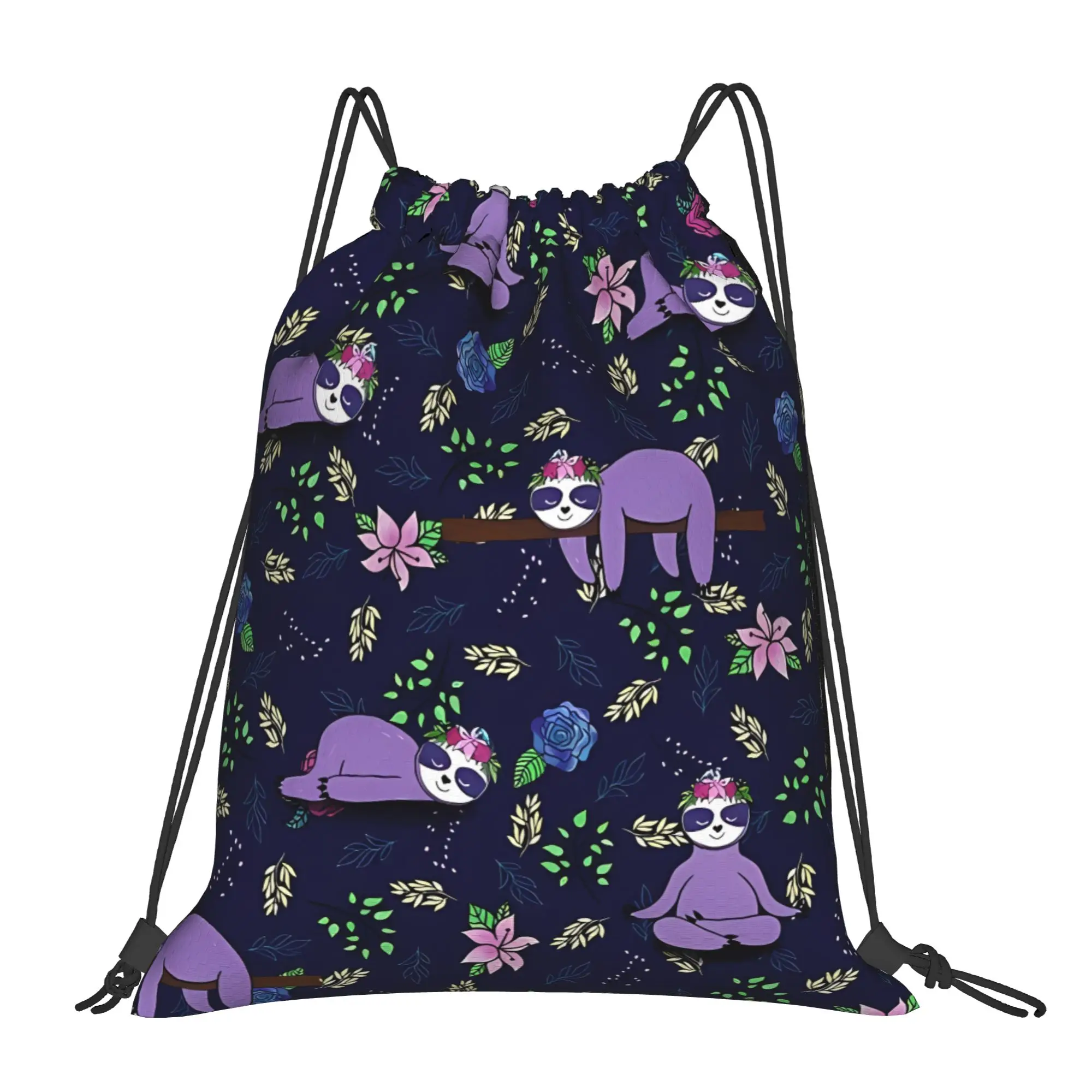 Lazy Sleeping Sloth Lover Yoga Portable Travel Riding Gym Drawstring Storage Sporty Backpacks