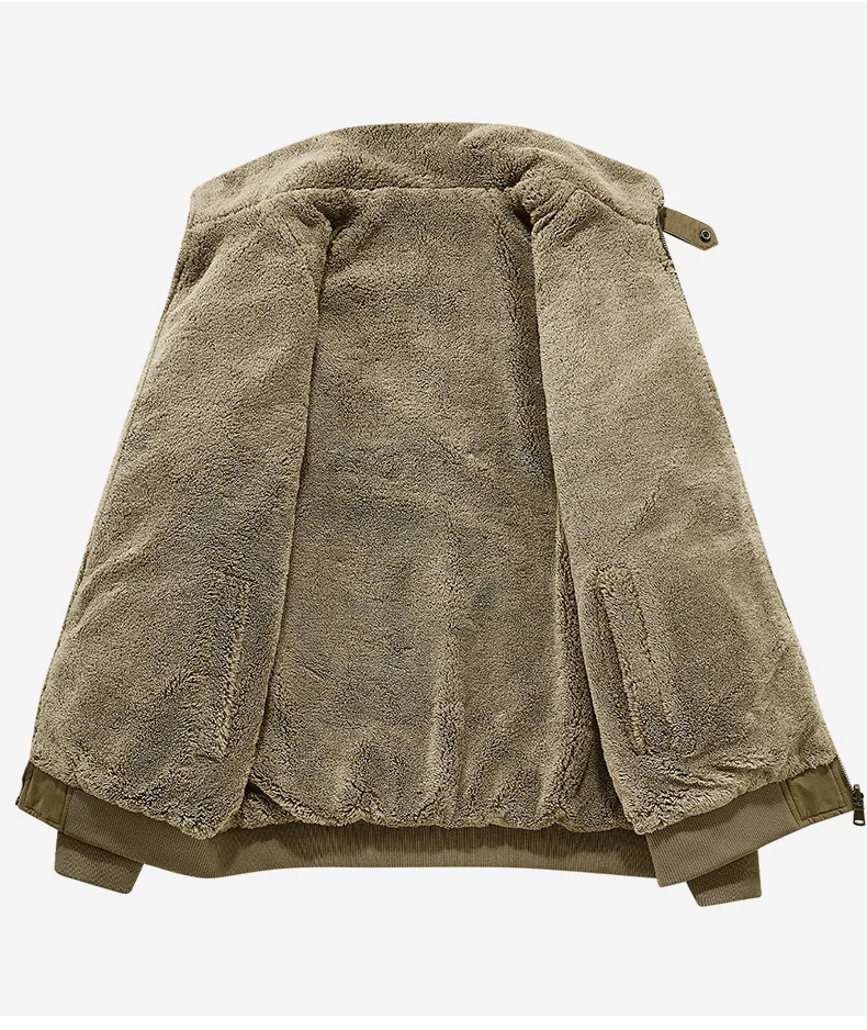 Men's Thick Padded Reversible Cotton Jacket Fleece Lined Winter Warm Casual Bomber Outdoor Daily Outerwear Parkas 26620A
