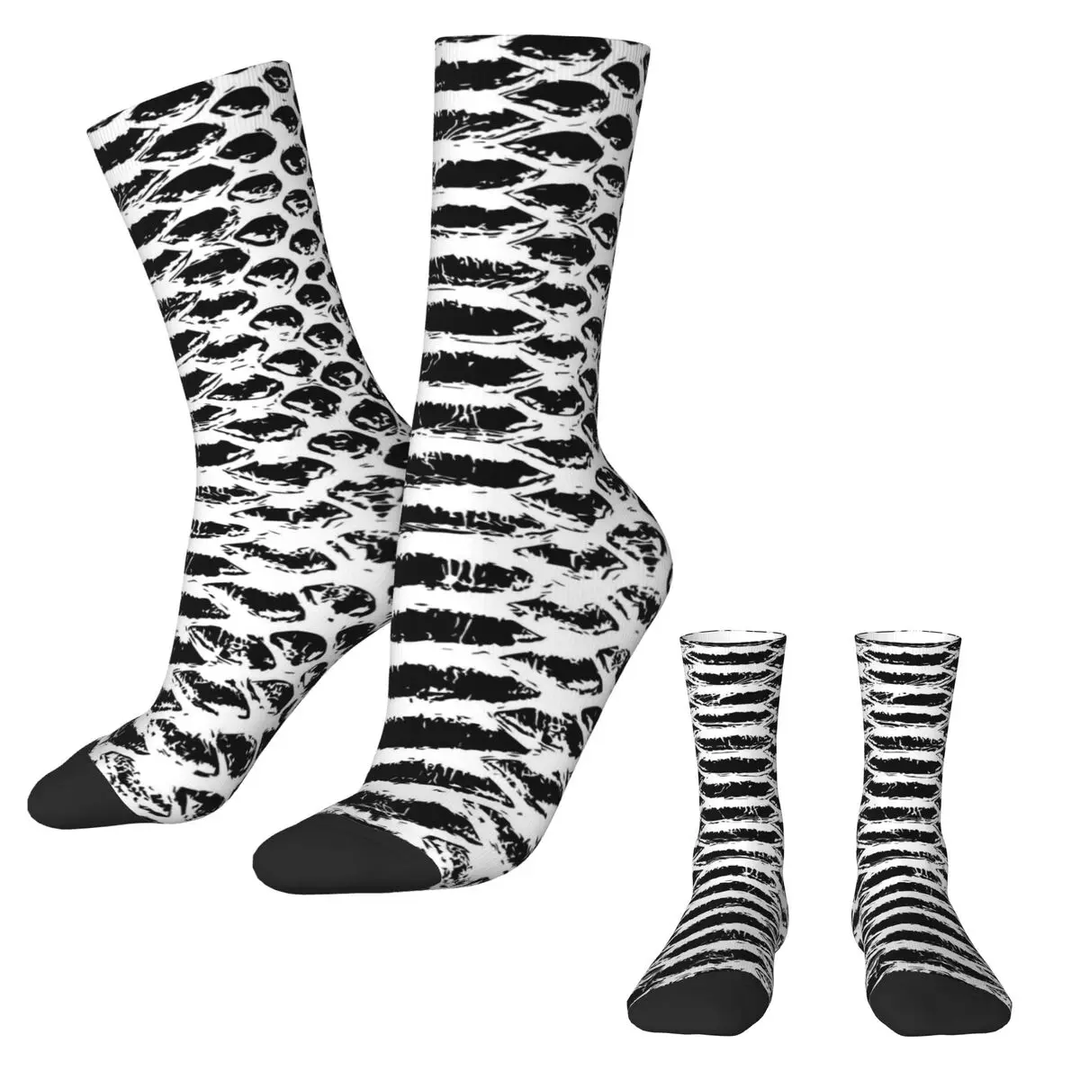 Retro Snakeskin Stockings Women Black and White Texture Socks Warm Soft Retro Socks Autumn Running Non Slip Socks Birthday Gift