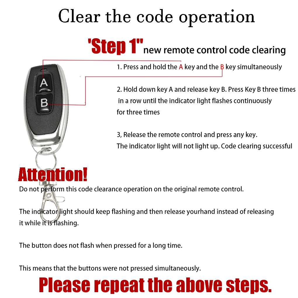YIOU Remote Fixed Learning Remote Control, 433.92MHz, 2-Channel Electric Push Rod, Garage Door Remote Control Electric Door