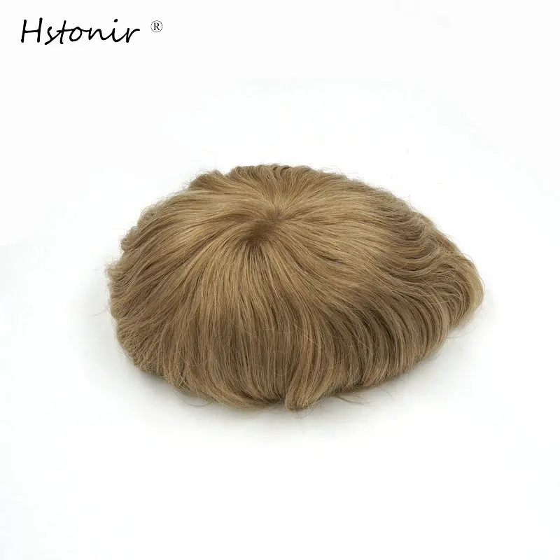 Hstonir Natural Wig For Men Human Hair Replacement System Prosthetic Male Toupee System Unit Indian Remy Hair H010