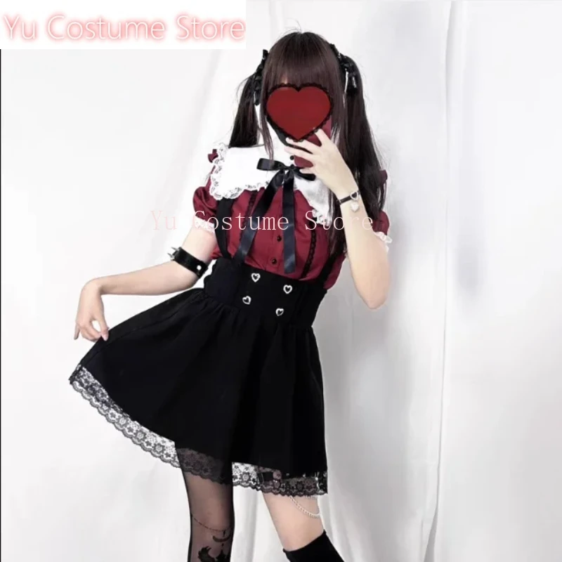 

Yu Costume Red Wine Jirai Kei Lace T Shirt Ame chan Cosplay Sweet Ryousan Gata Lolita Mine Style y2k Needy Girl Overdose