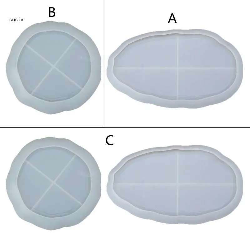 X7YA Oval Rectangle Rolling Tray Molds for Resin Soap Dish Making Casting Craft Gift