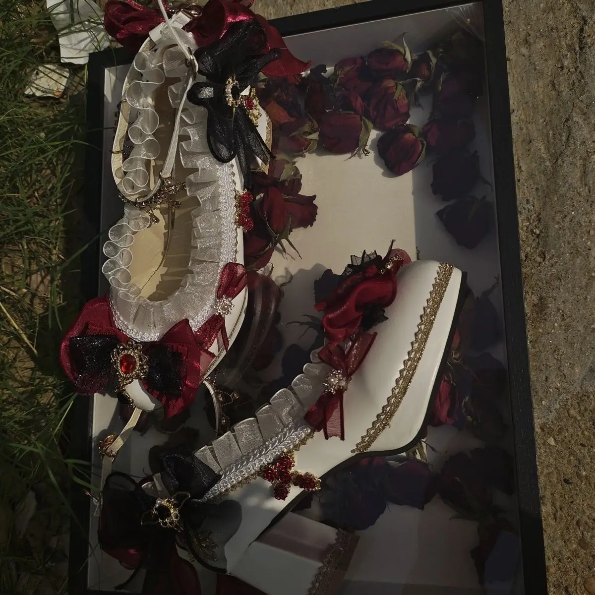 Lolita Hand-Made High Heels Flower Wedding Women's Shoes