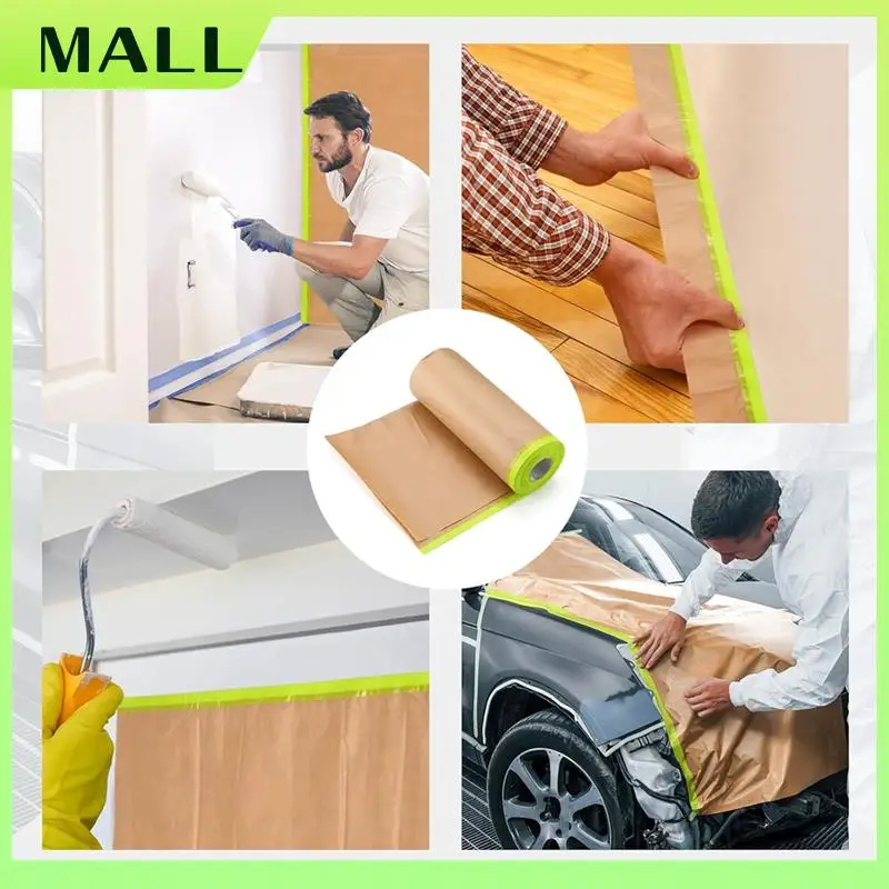 

MALL 4 Rolls Pre-Laminated Masking Paper For Painting Automotive Tape Cutting Paint Adhesive Protective Paper Rolls