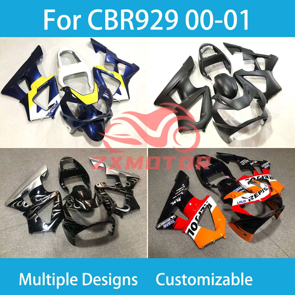 طقم هيكل السباق CBR900RR 00 01 انسيابية ABS للدراجات النارية لهوندا CBR929RR 2000 2001